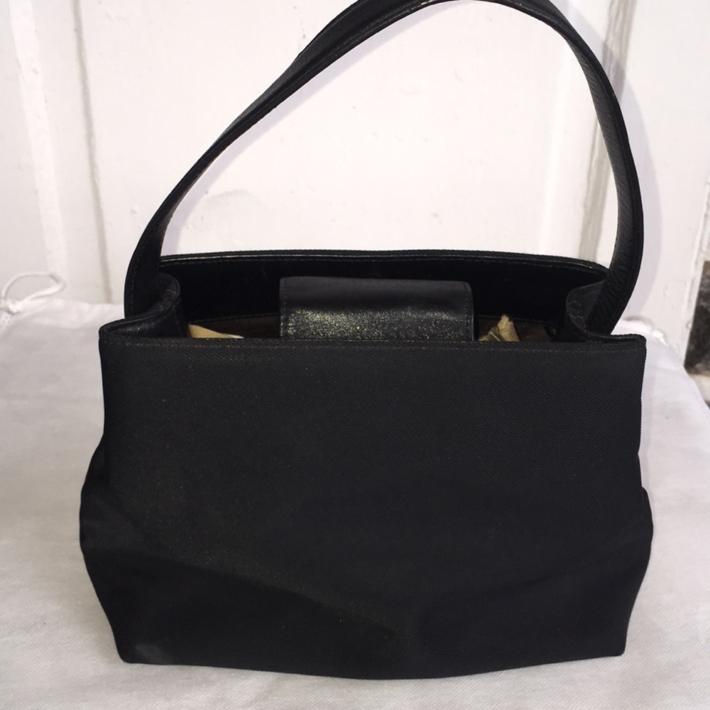 Black Nylon Coach Bag with Leather Strap